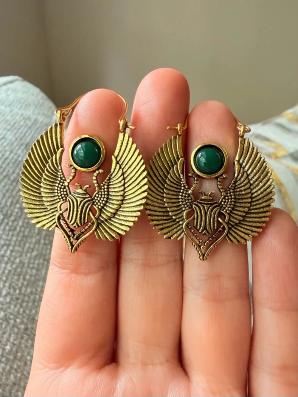Gold Scarab Wing Earrings